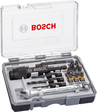 Conjunto de 20 brocas para parafusadeira Bosch Drill&Drive em estojo.
